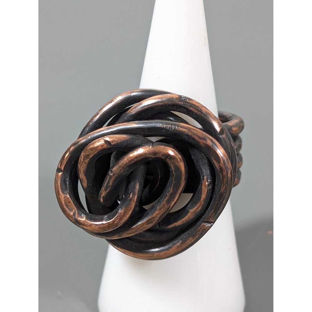 AC Jewelry Creations Copper Knot Cocktail Ring Size 7 Artisan Statement - Picture 2 of 8
